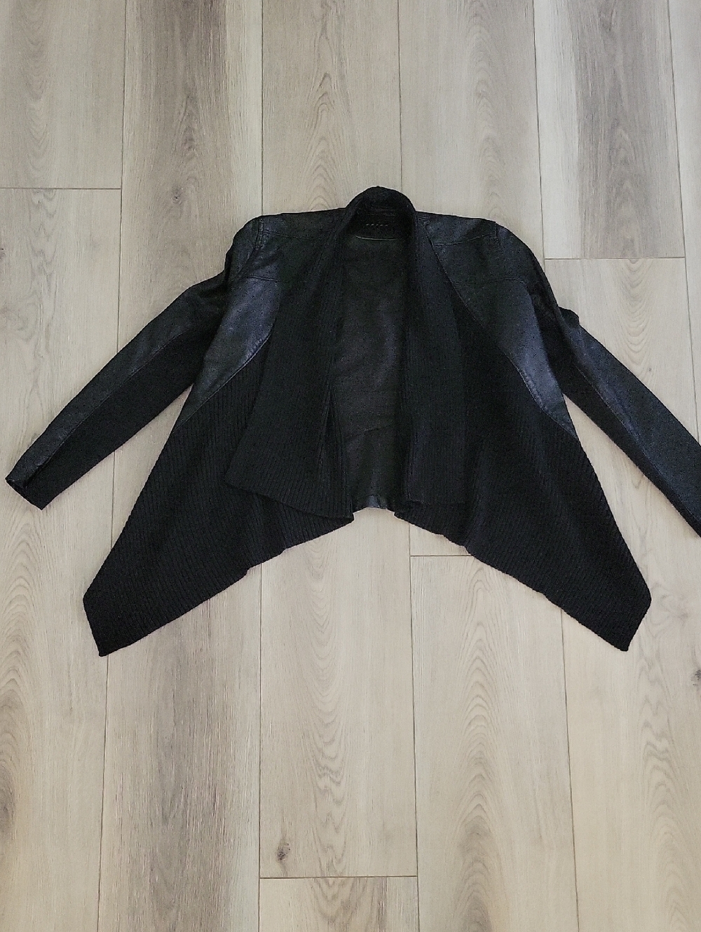 Blank NYC Black Draped Open-Front Blazer Jacket